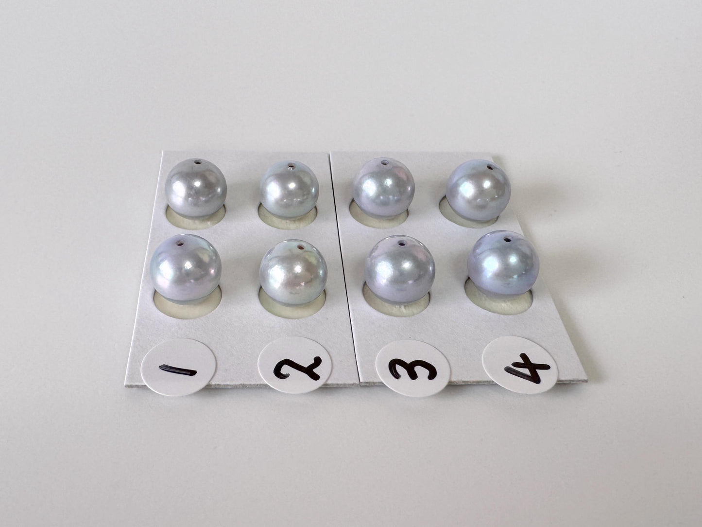Japanese Blue/Silver (Treated) Akoya Pearl 8-8.5mm, Half-Drilled loose, Price per pair, Salt water pearl