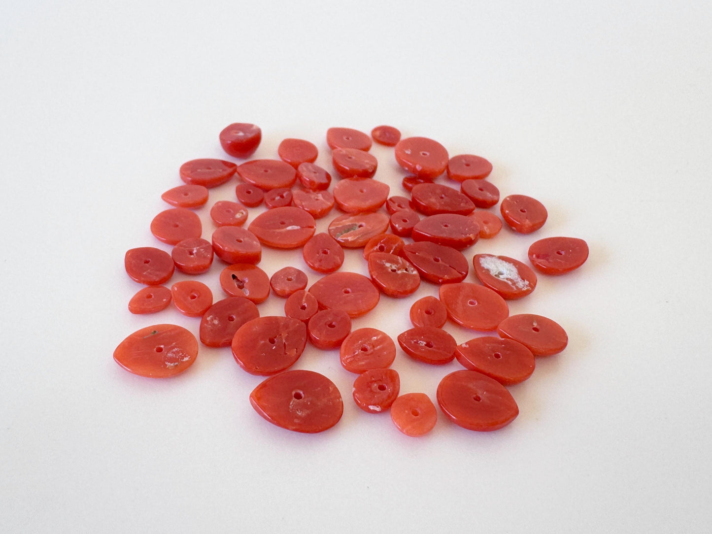 Red Mediterranean Coral Cabochons - Pear Shape Loose Stones - Natural Color, Jewelry Crafting, 57pcs Value Priced Pack