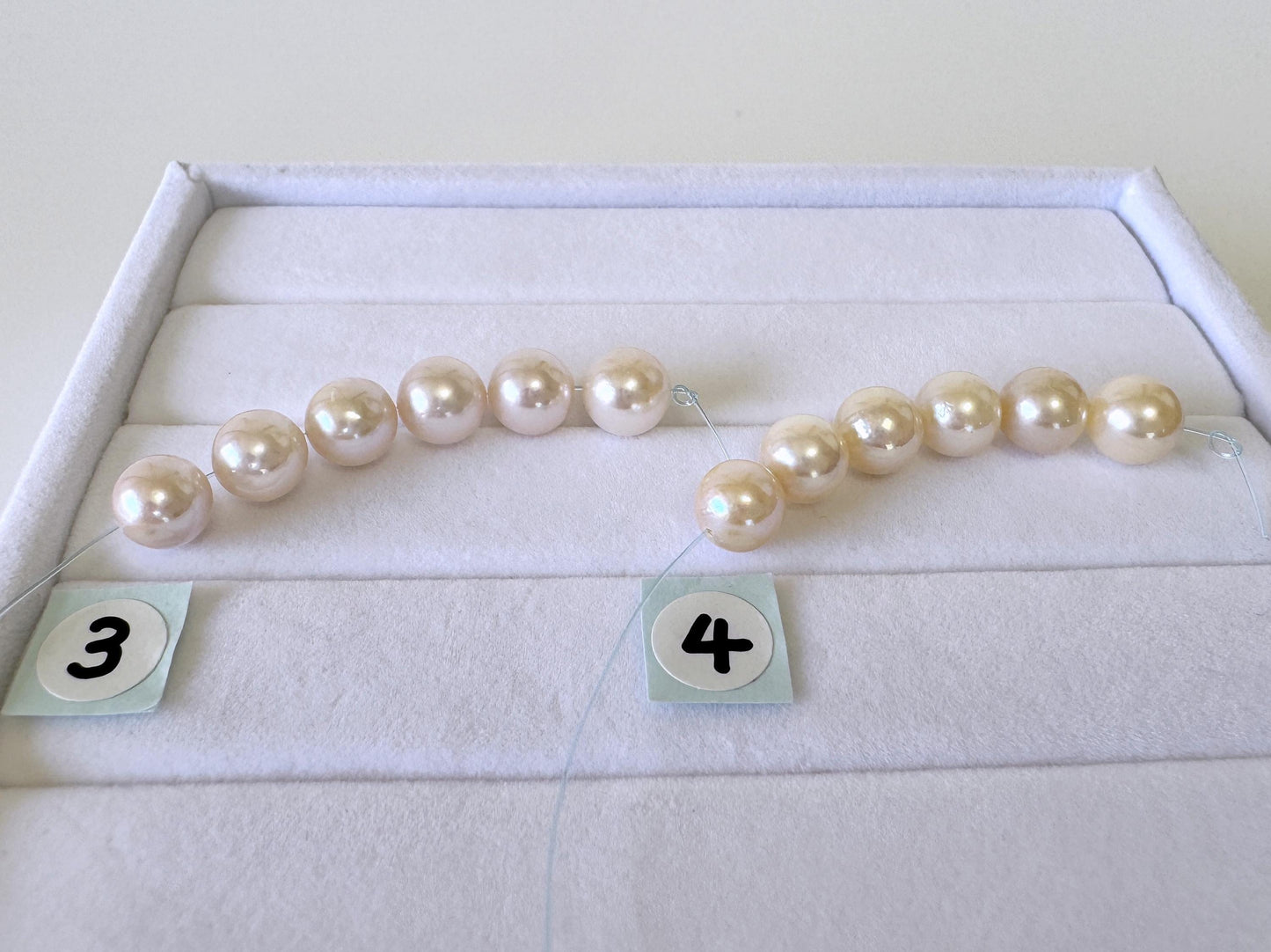 Akoya Pearl Beads Japanese Cultured, White Pink Overtone (Round 6.5-7mm, Saltwater, Mini Strand, 6 Pieces)