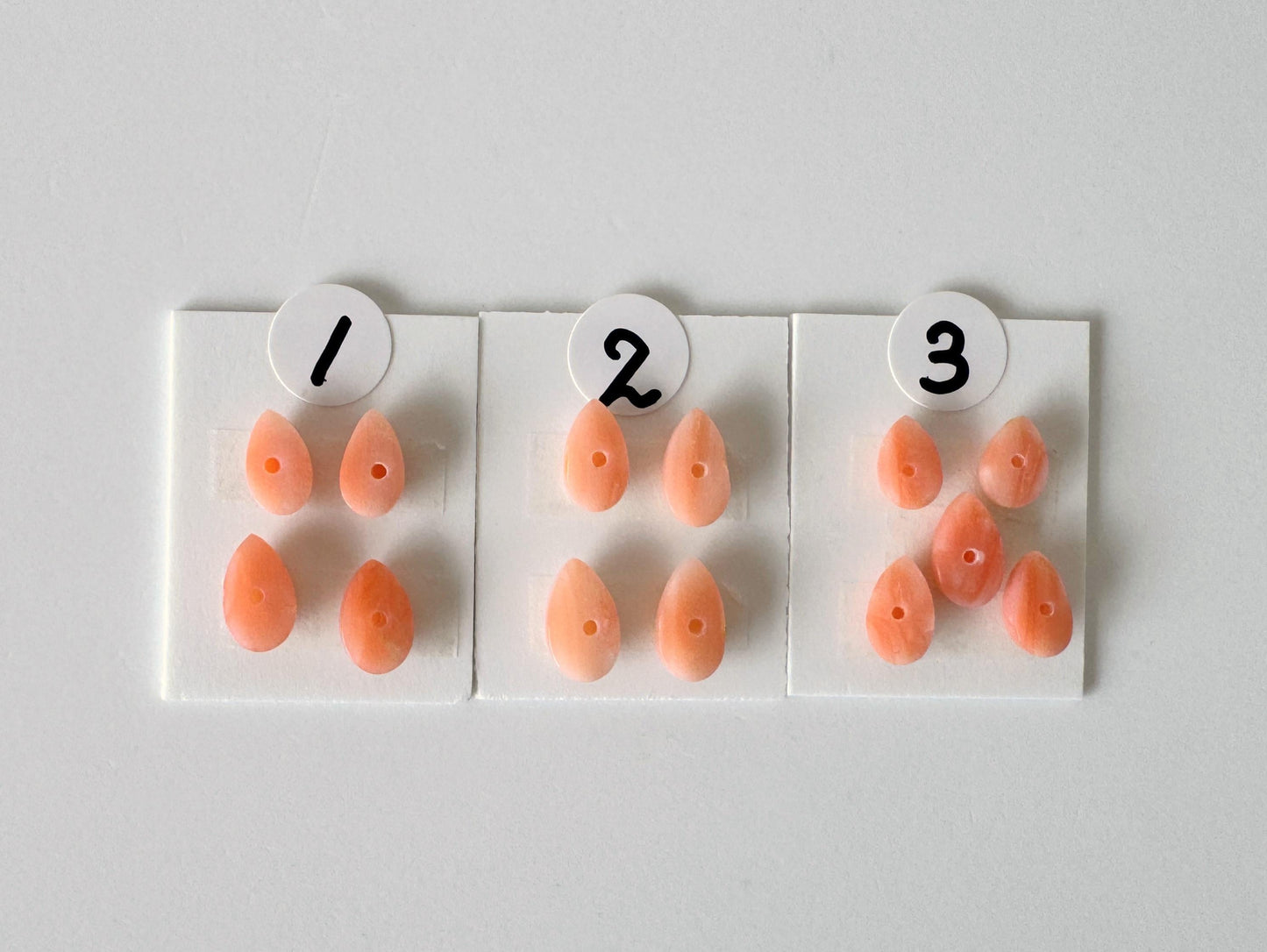 Deep Sea Coral, Pear Shaped Cabochons - Pink Orange | Back Hole | 6-7x4mm | 4-5Pc