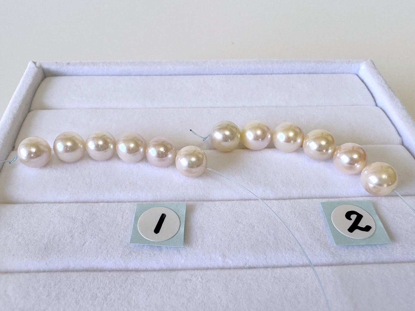 Akoya Pearl Beads Japanese Cultured, White Pink Overtone (Round 6.5-7mm, Saltwater, Mini Strand, 6 Pieces)