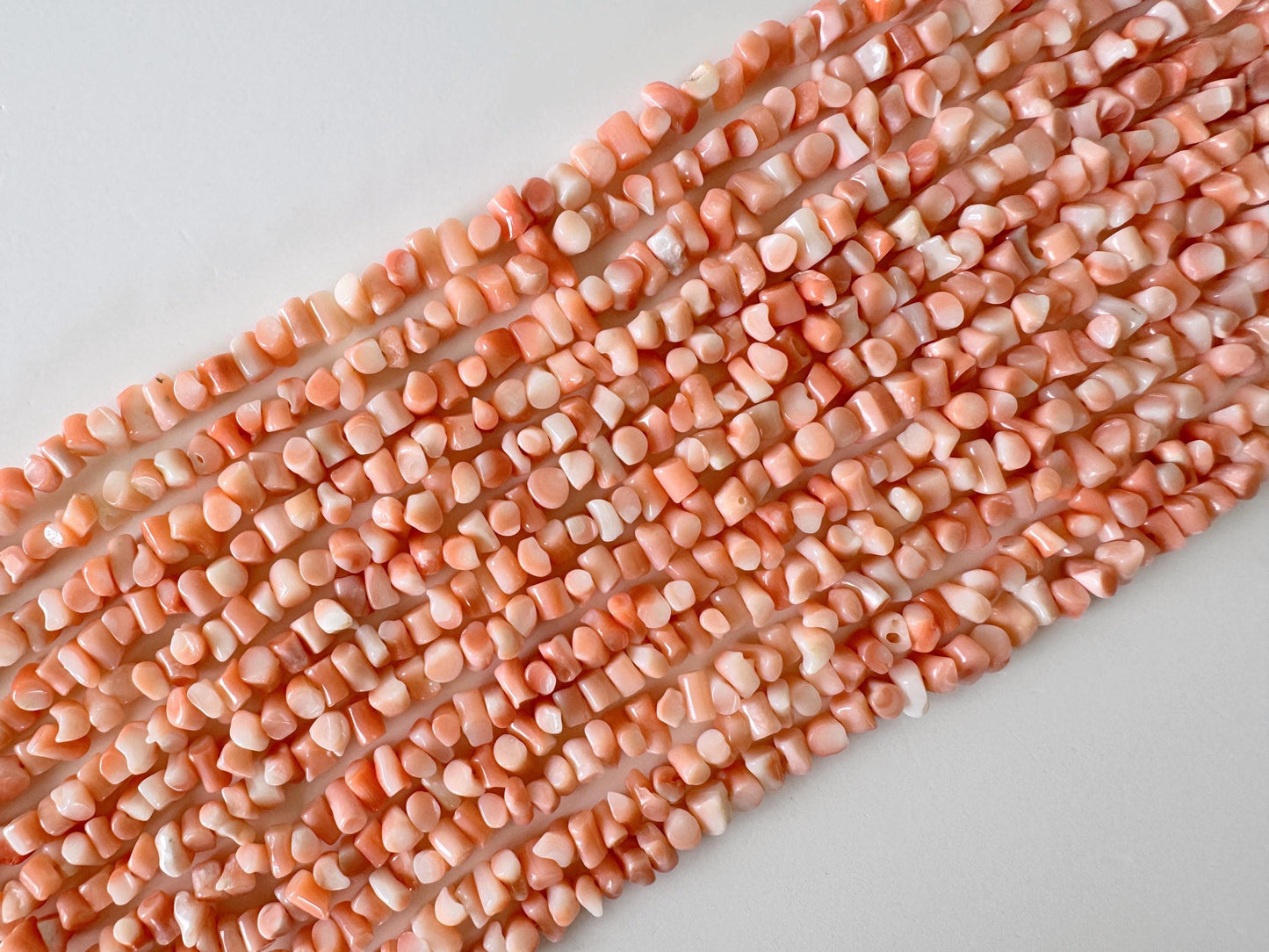 Natural Coral Strand - Pink/Orange Deep Sea Branch - Genuine Coral Beads, 15.7 Inch Length, Jewelry Making Supplies