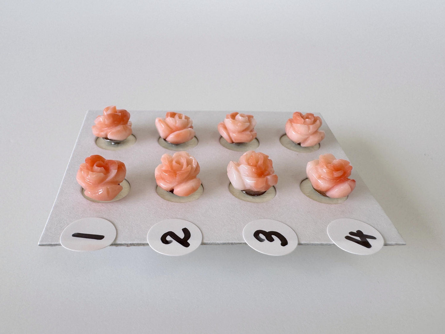 Hand-Carved Coral Rose Stud Earrings: Titanium Posts, Pink-Orange Genuine Coral