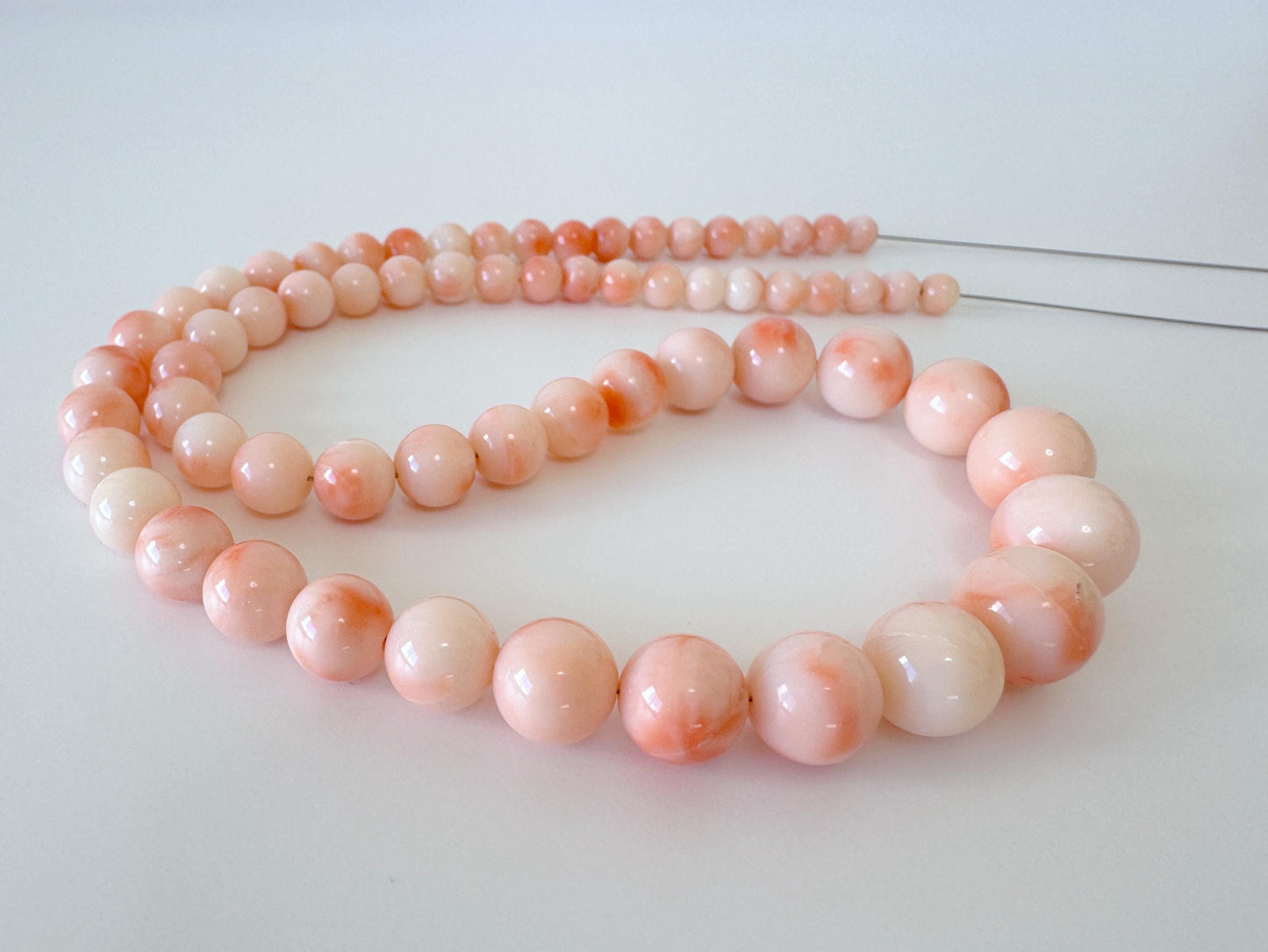 Natural Coral Beads - Genuine Deep Sea Coral Strand | Pink Orange Round Beads 4.7-10.5mm 15.9in