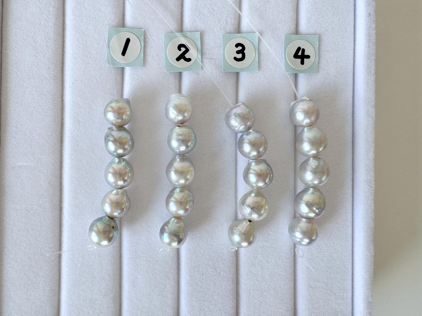 Japanese Natural blue/silver color Akoya Pearl Beads, 7-7.5mm, Mini Strand, Short Strand of 5 Pieces, Cultured in Sea Water