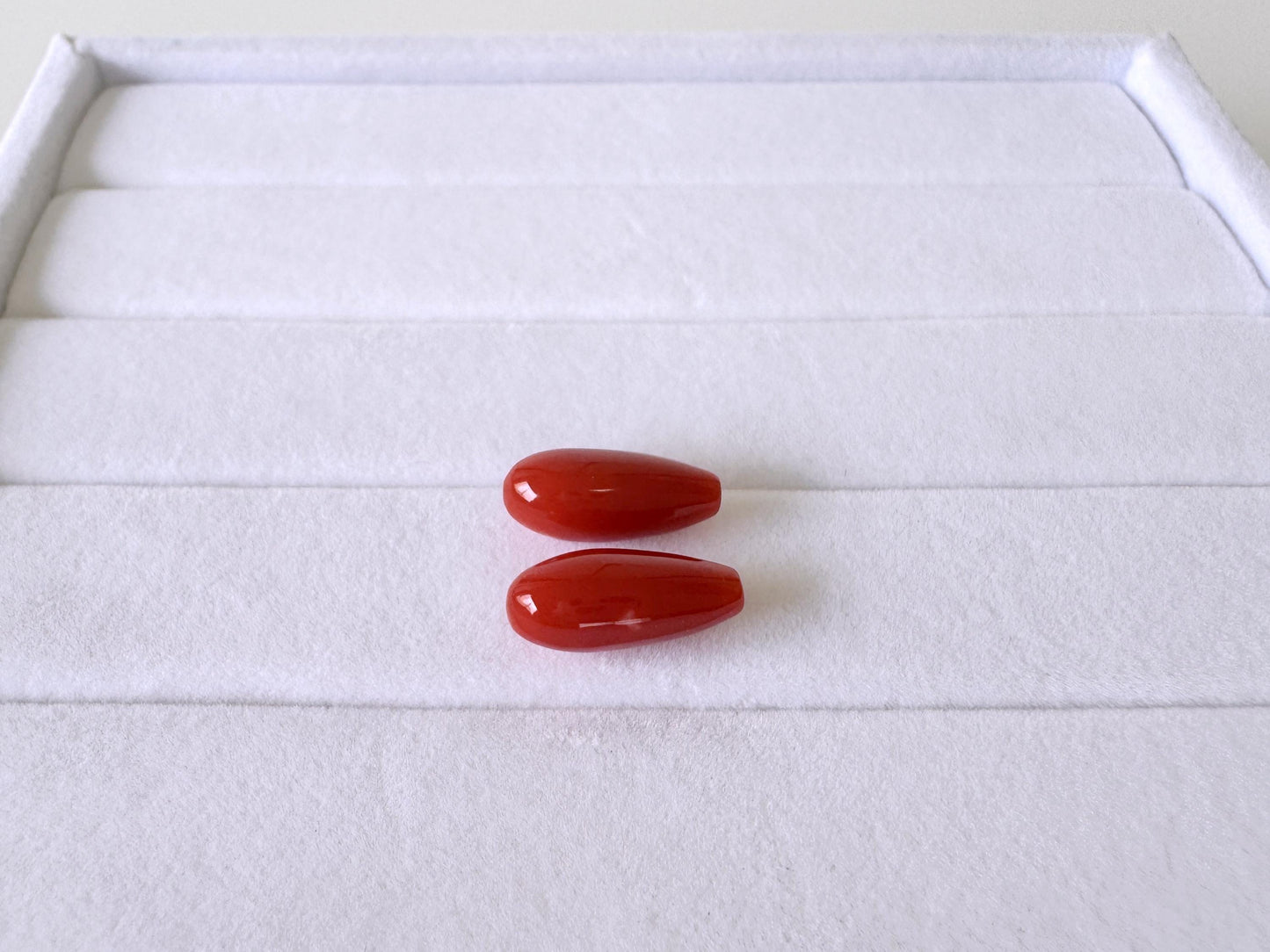 Japanese Red Coral | Small Drop Pair | Drilled Top Hole | Natural Aka Coral Jewelry Supplies