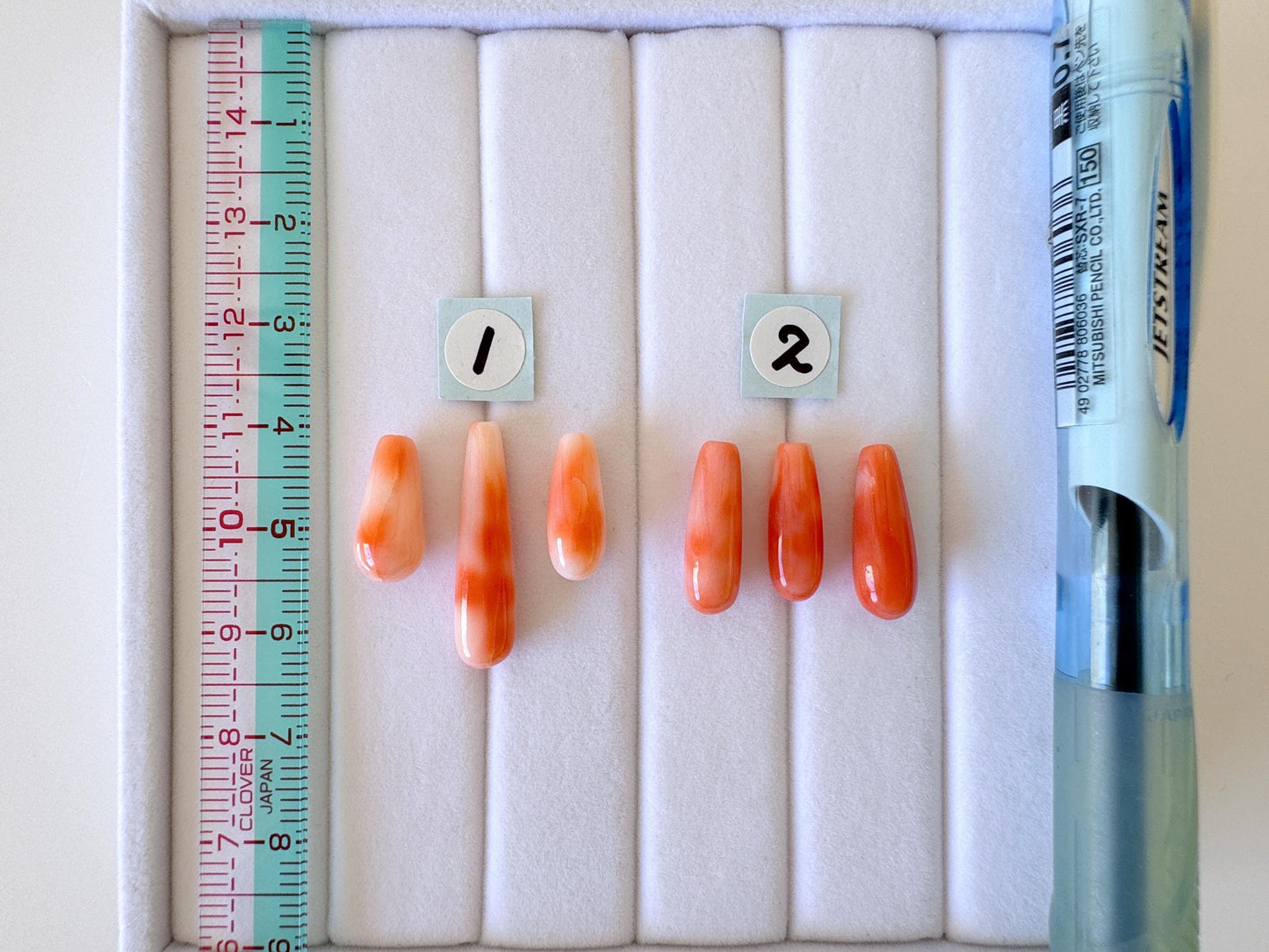 Natural Deep Sea Coral Drop Loose, Pink Orange, Jewelry Making, 3 Pcs set, Hole on Top