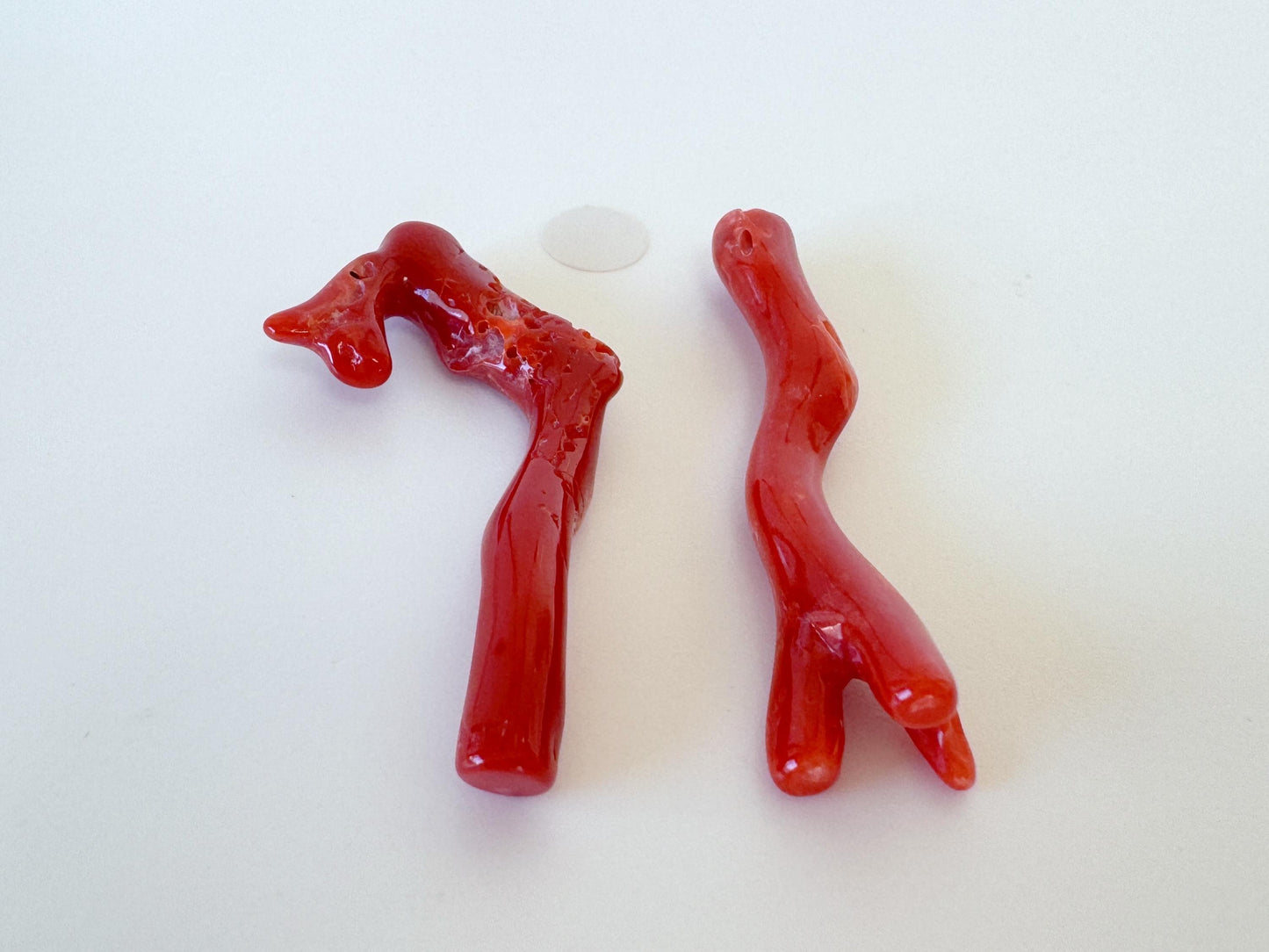 Red Coral Branch Set: Natural Aka Coral for Jewelry Making (41-44mm), Hole on Top