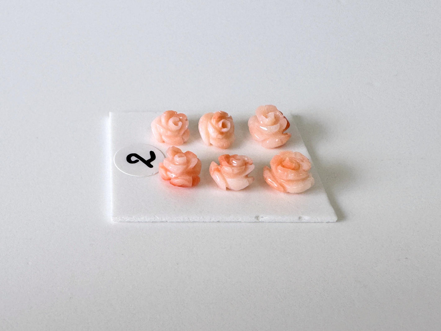 Deep Sea Coral Rose Carvings Natural Pink, Handcrafted Jewelry Beads (6pcs, 6-7mm, Genuine Coral)