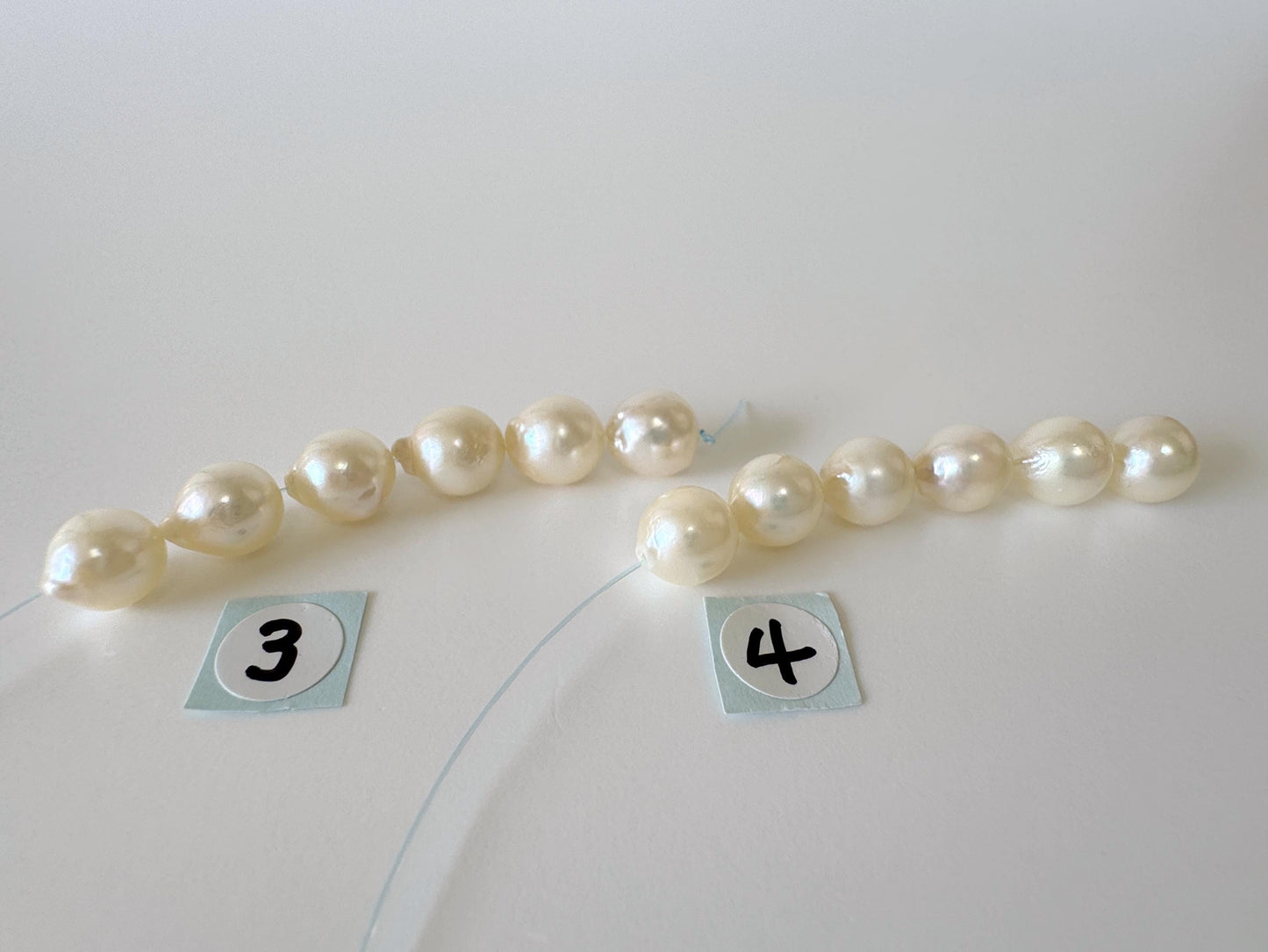 Japanese Cream White/Off-white Akoya Pearl Beads, 7-7.5mm, Mini Strand, Short Strand, 6 Pieces, Genuine Akoya Pearl, Cultured in Sea Water