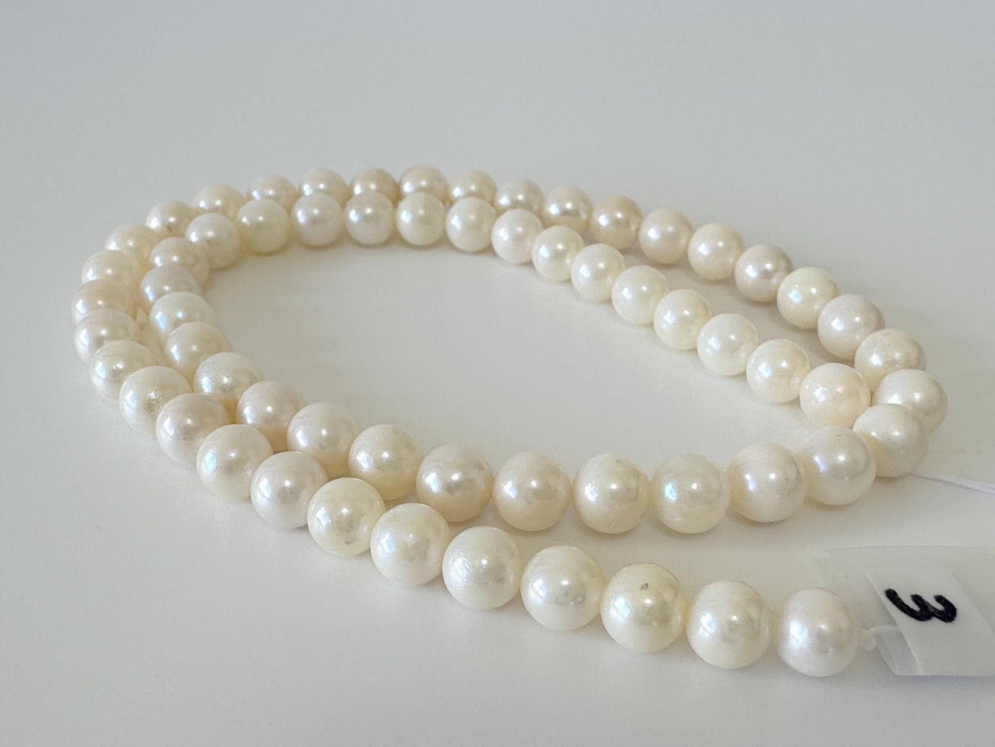 6.5-7mm Japanese White/Off-white Akoya Pearl Beads, Genuine Akoya Pearl, Full Strand, 40cm , 15.7", Cultured Salt water pearl