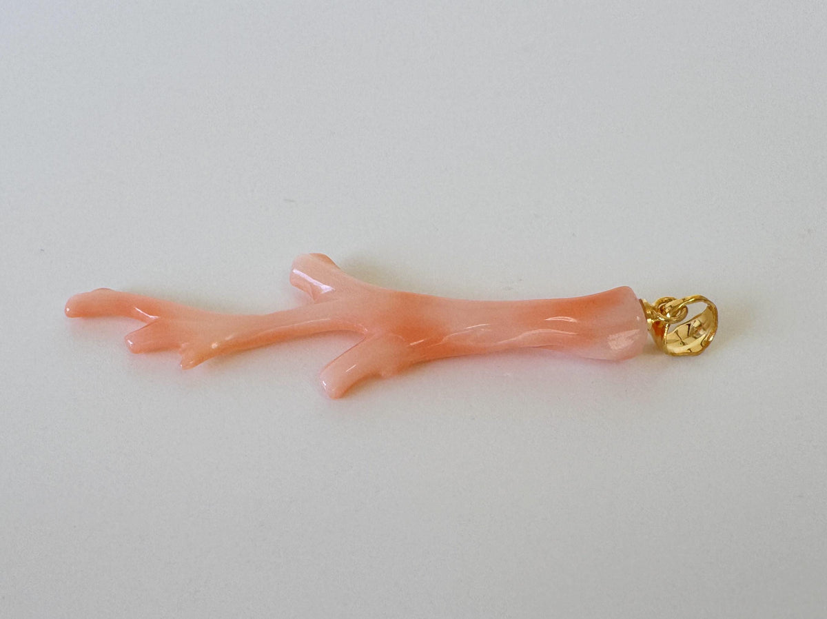 Coral Branch Pendant: Natural Pink Deep Sea Coral, Gold-Plated Silver Bail | 52mm, Jewelry, Unique Organic Design