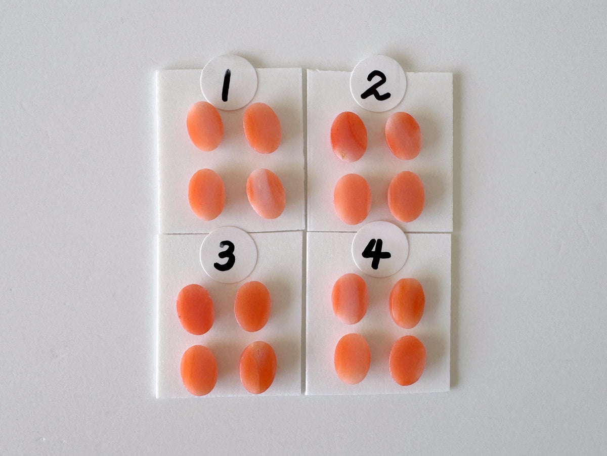 Deep Sea Coral Cabochons Natural Pink Orange Ovals, 7x5mm (Set of 4, Real Coral, Jewelry Supplies)