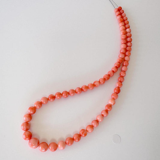 Natural Coral Beads - Deep Sea Coral Round Strand 4.9-9.3mm | Pink Orange Gradation 15.7in Jewelry Making
