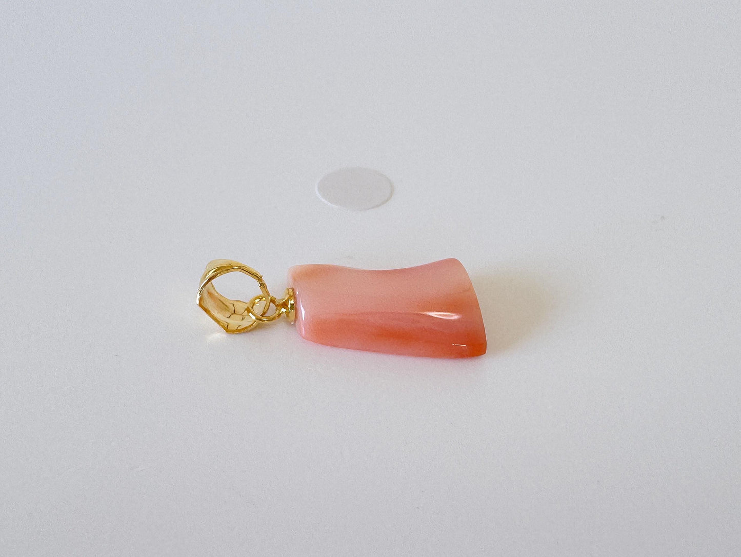Natural Deep Sea Coral Unique Shaped Pendant, 15.6x10.8mm, Natural Pink/Orange color coral, Silver (Gold-Plated) bail