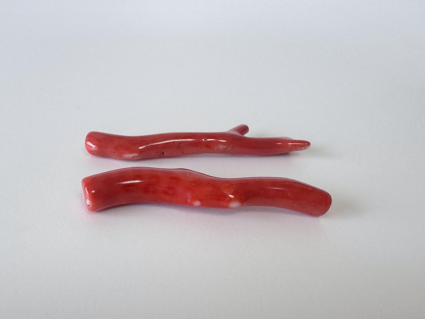 Momo Coral Branches Set: Japanese Natural Orange Vermilion Gemstone (42-47mm, Hole On Top, Jewelry Craft Materials)