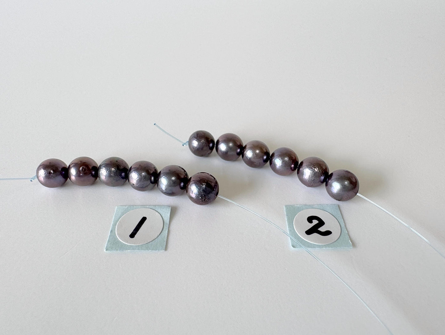 6 Pieces Short Strand of Japanese Peacock Black Akoya Pearl Beads, 5.7-5.9mm, Genuine Akoya Pearl, Cultured in Sea Water