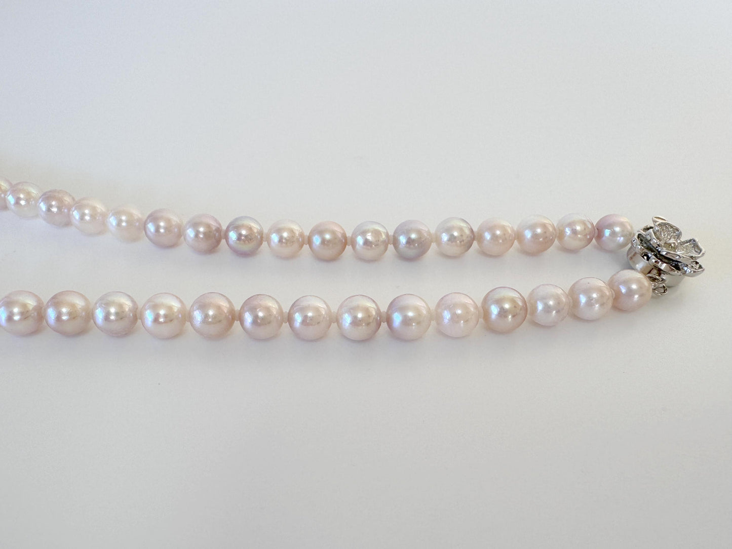 Japanese Akoya Pearl Necklace, 6.5-7mm, Silver Clasp, 45cm