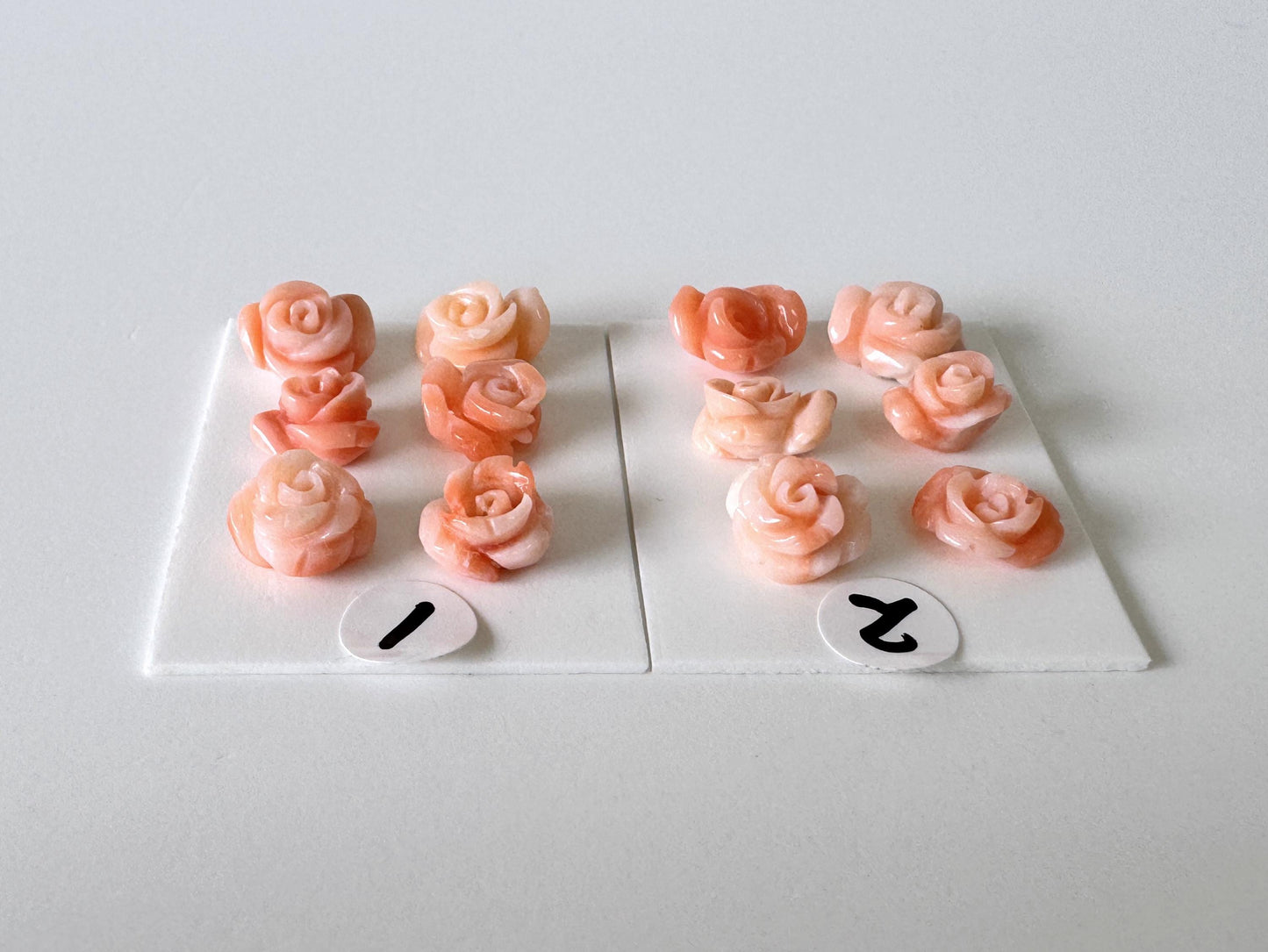 Pink Coral Rose Carvings Handmade Beads, Natural Deep Sea Coral (Value Priced Set, Drilled Holes, 6pcs 8.5-9.5mm)