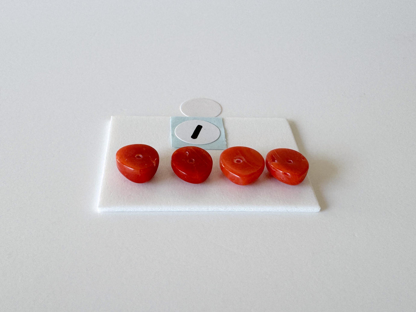 Value-priced, Natural red Mediterranean coral loose Pear shape cabochon for a set of 4pcs, For jewelry making, Natural color