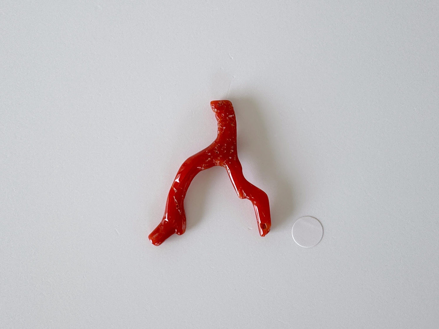 Japanese red(Aka) coral branch, 35mm, side full hole, natural red color coral for jewelry making