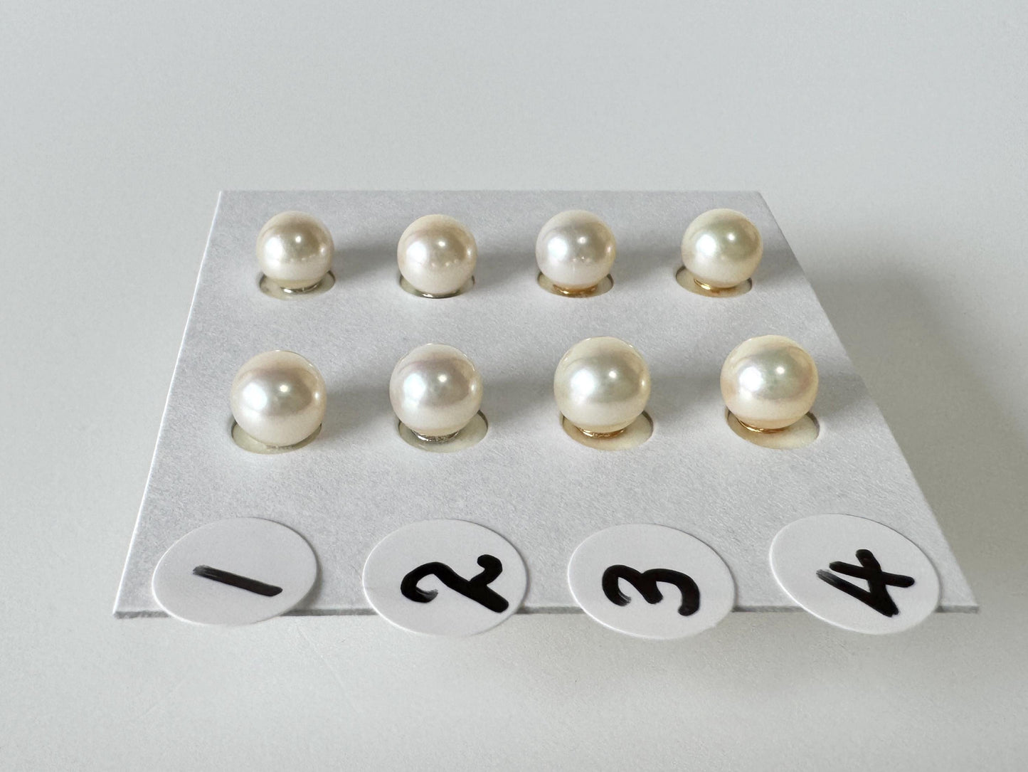Akoya Pearl Stud Earrings: White/Off-White 5-5.5mm Pearls - Japanese Cultured, Silver 925, Saltwater Origin