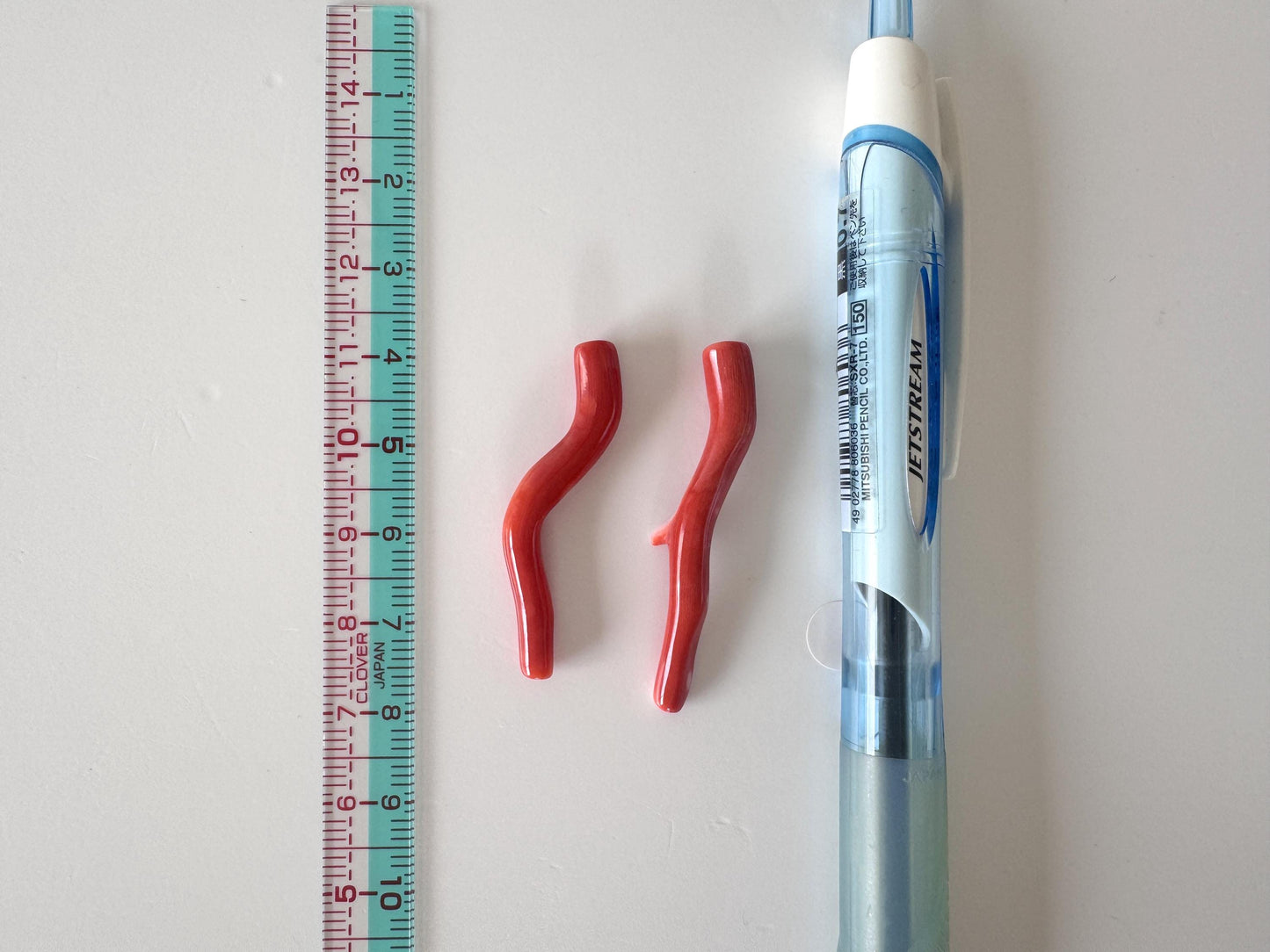 Momo Coral Branches: Natural Japanese Orange Vermilion Set, 37-41mm, Hole On Top | Precious Gemstones, Jewelry Supplies, Set of 2 Pieces