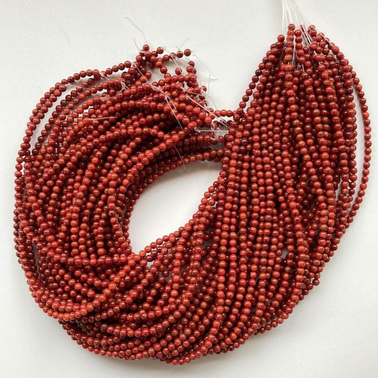 Natural sponge coral 4-4.5mm strands, Deep red color, 15.7inches, 40cm, Apple coral strands, Wholesale, Price per stran
