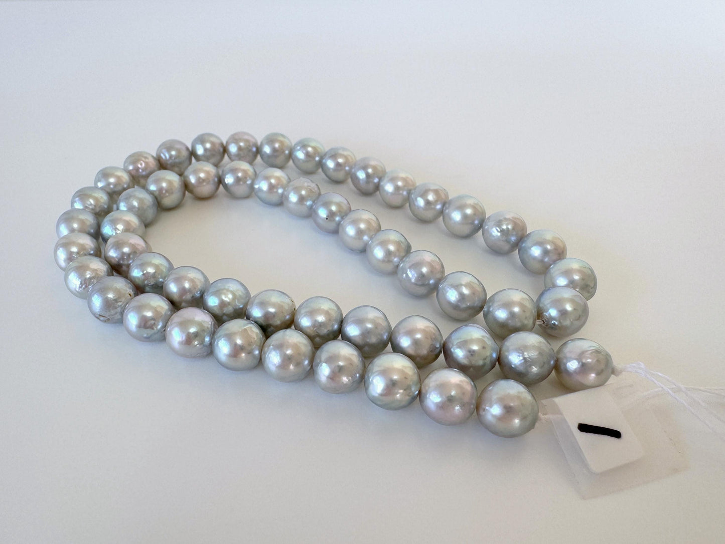 Akoya Pearl Strand - 7.5-8mm Japanese Cultured Pearls, Natural Blue Silver, 40cm
