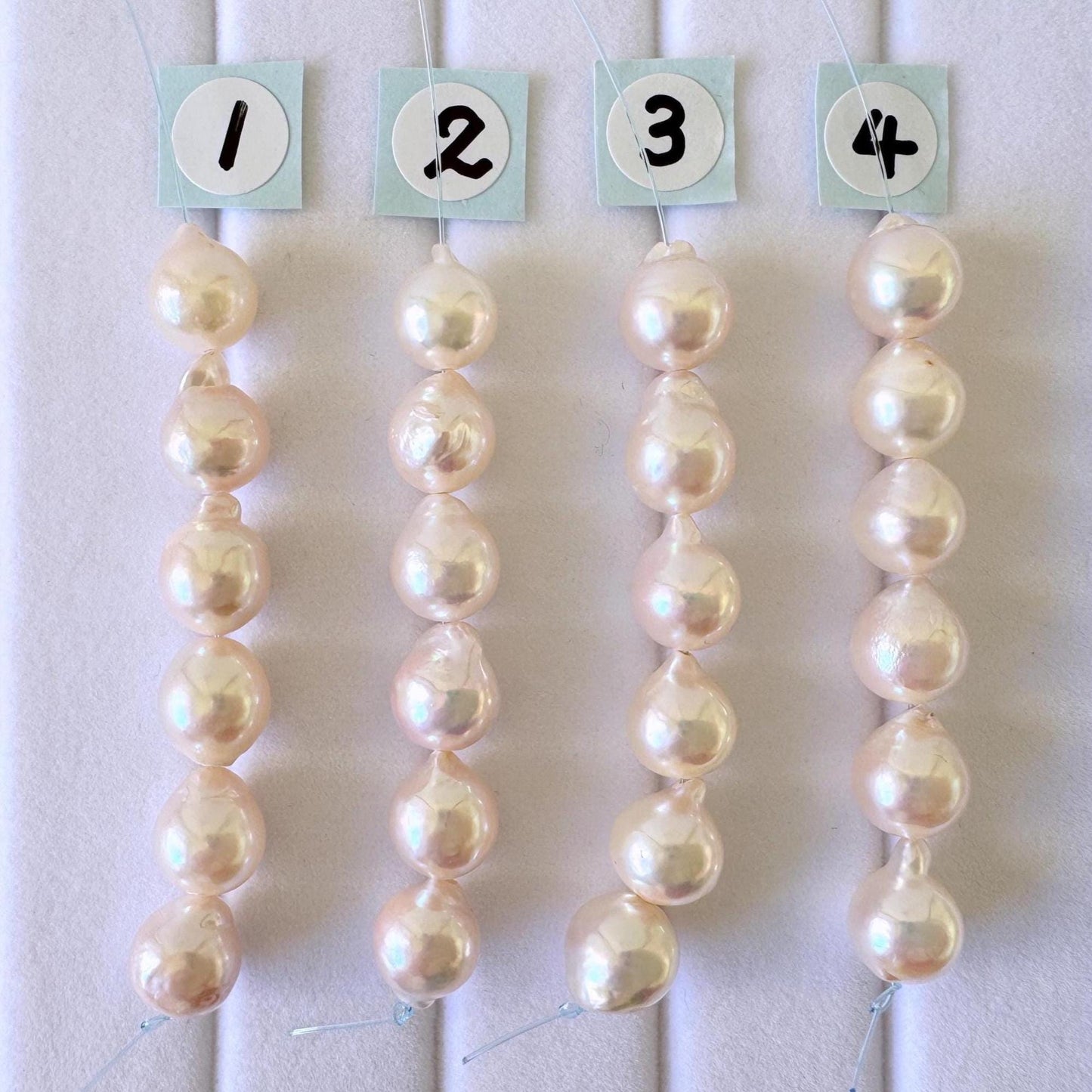 Japanese Akoya Pearl Beads: Baroque Cultured Saltwater Pearls, 7-7.5mm Mini Strand of 6 Pieces (White Pink Overtone, Craft Supplies)