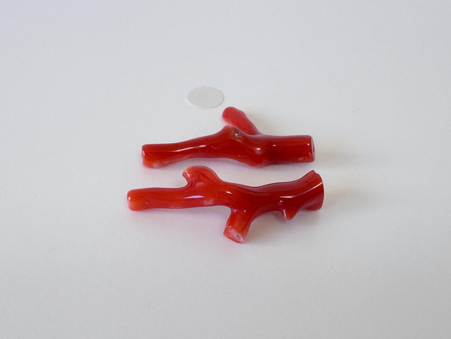Red Coral Branch Set: Natural Aka Coral for Jewelry Making (31-32mm), Hole on Top