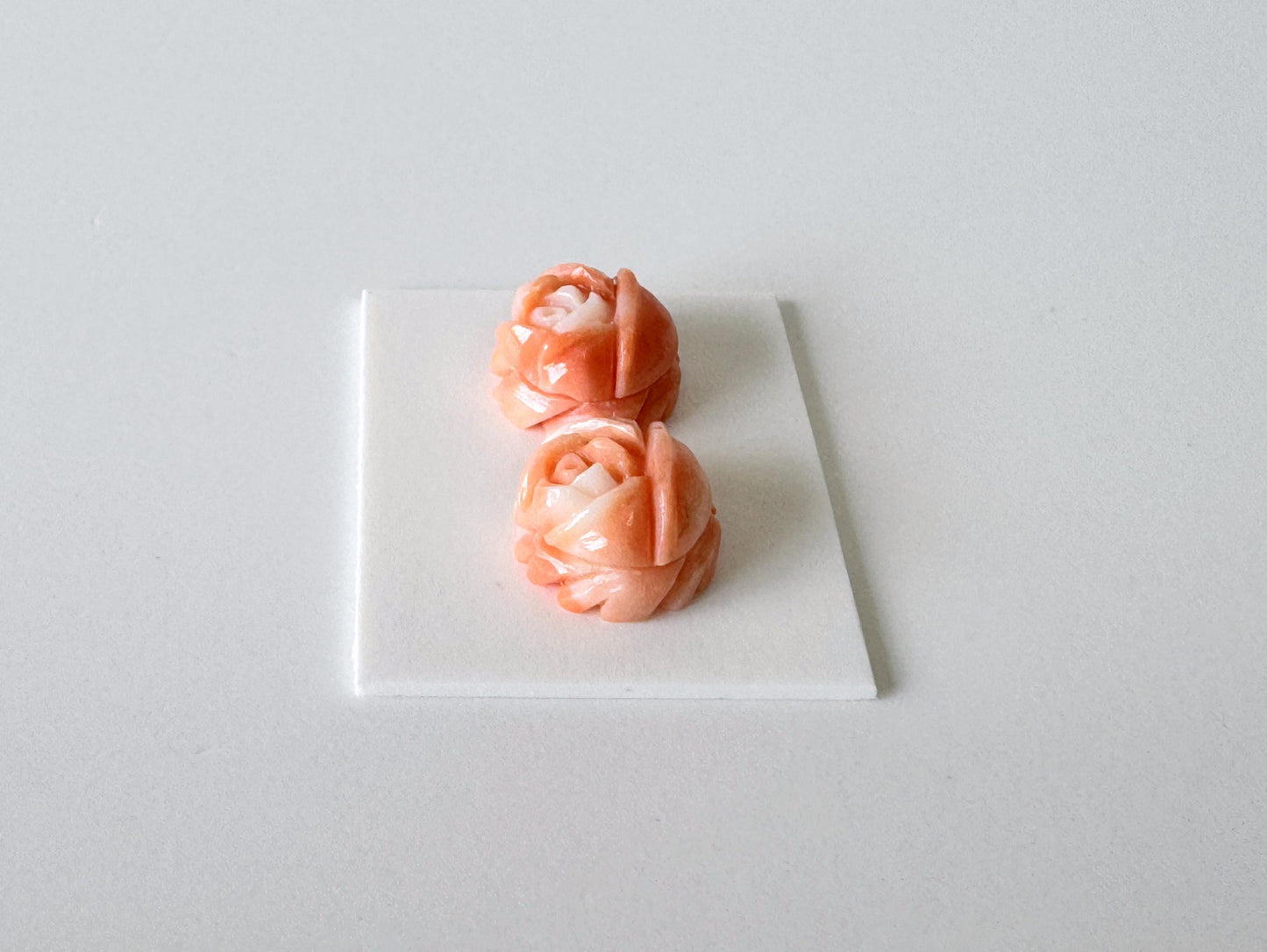 Momo Coral Rose, Japanese Orange Loose Pair | Natural Undyed | 10.5mm Half-Drilled Flat-Back Jewelry Supplies