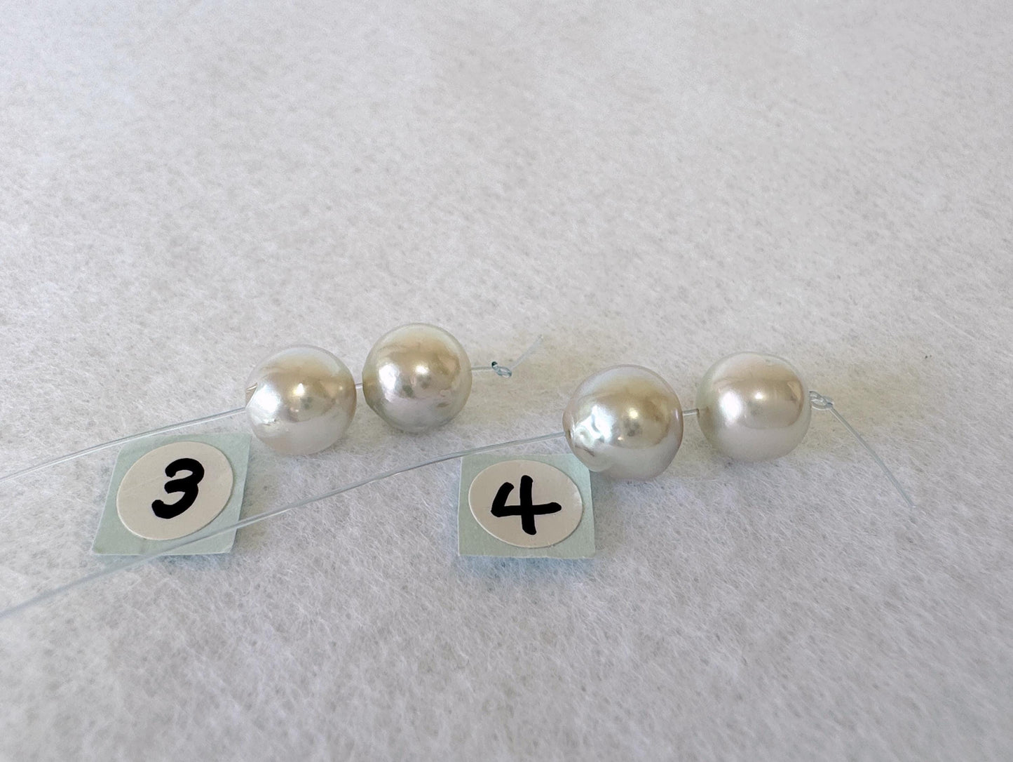 Japanese Blue/Silver (Natural color) Akoya Pearl Beads, 8-8.5mm, Mini Strand, 2 Pieces, Short Strand, Salt water pearl, Genuine Akoya Pearl