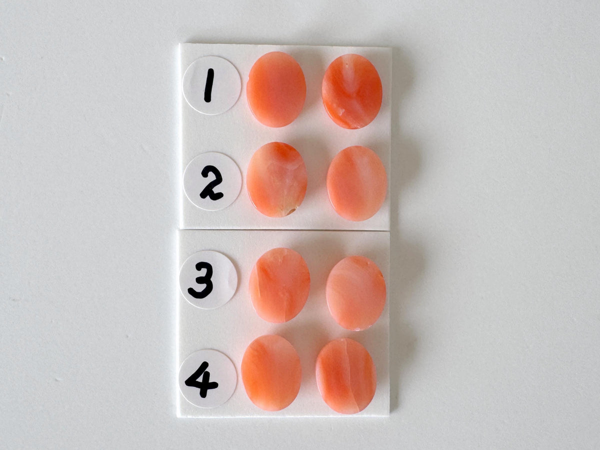 Deep Sea Coral Cabochons: Natural Orange/Pink Oval Gemstones, 10x8mm (2 pcs), Value Priced for Reason of Natural Defects