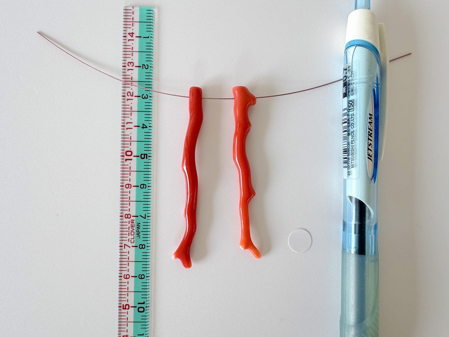 Natural Japanese Momo Coral branches, Set of 2pcs, Natural Dark Orange Color, Side Full-Hole, Genuine Precious Coral, for Jewelry Making