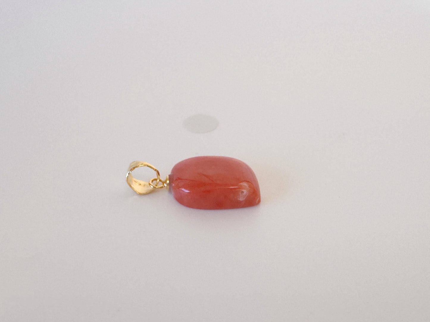 Natural Momo Coral Pendant: Japanese Orange Coral, Gold-Plated Silver Bail
