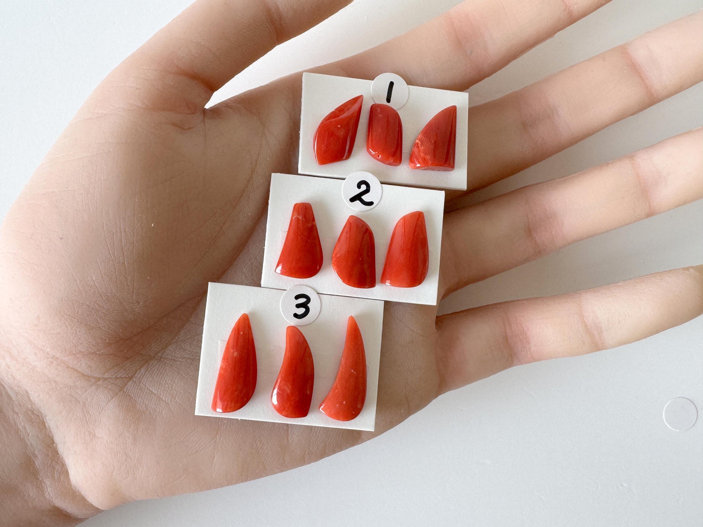 Red Coral Loose Gemstones Natural Set, Mediterranean Red Coral Pieces (3pcs, Undrilled, Organic Shapes for Jewelry)