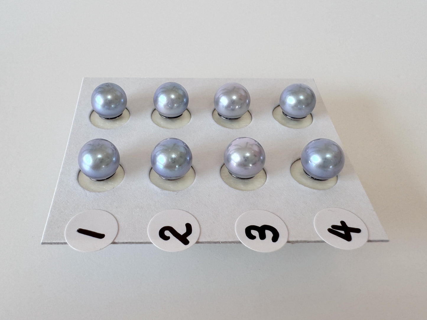 Japanese Akoya Pearl Stud Earrings, Blue Silver Treated (7mm, Titanium Posts, Saltwater Cultured)