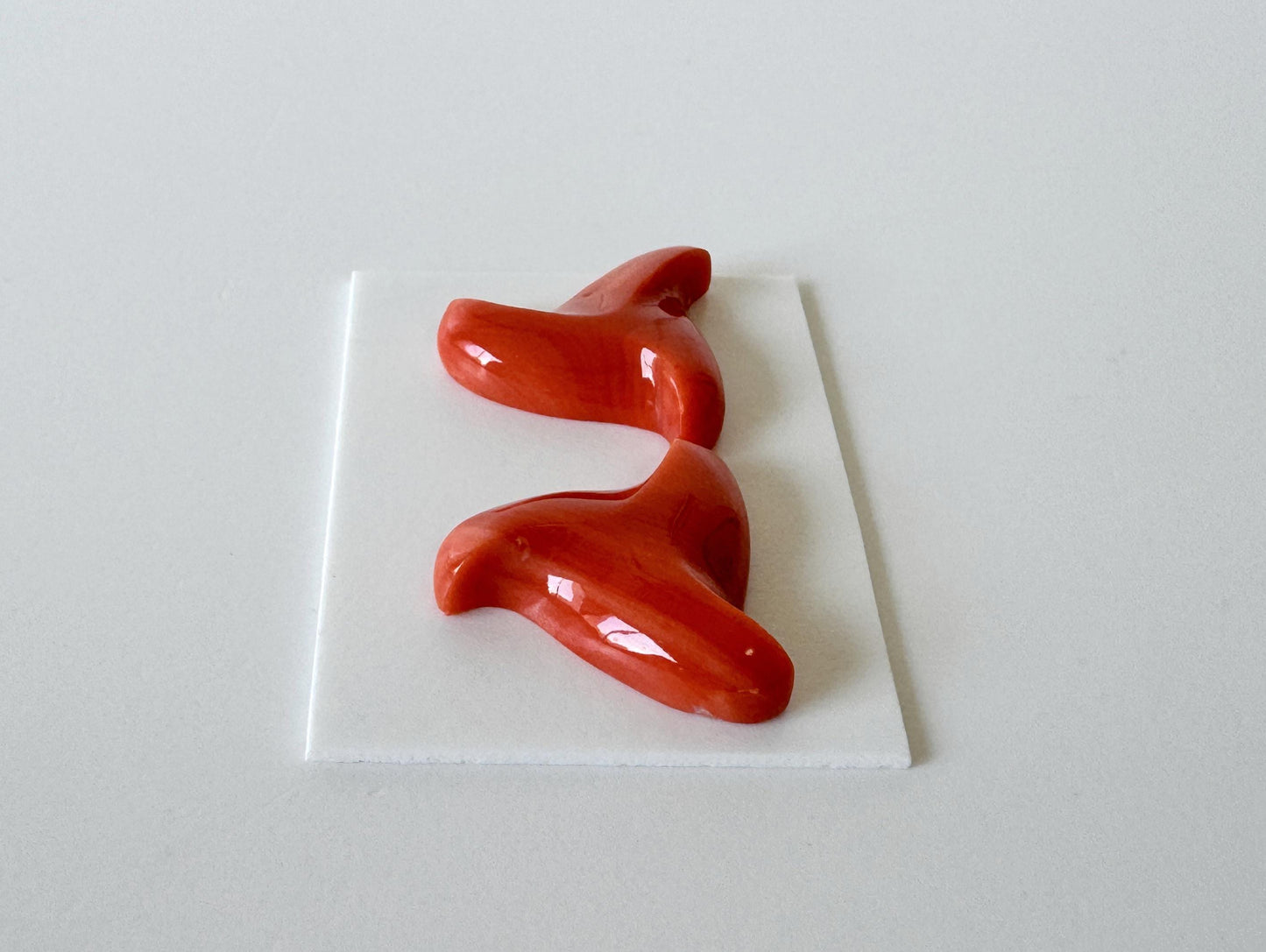 Momo Coral Loose | Unique Carved Pair | Natural Orange | 18X18.5mm | Back Hole Jewelry Supplies