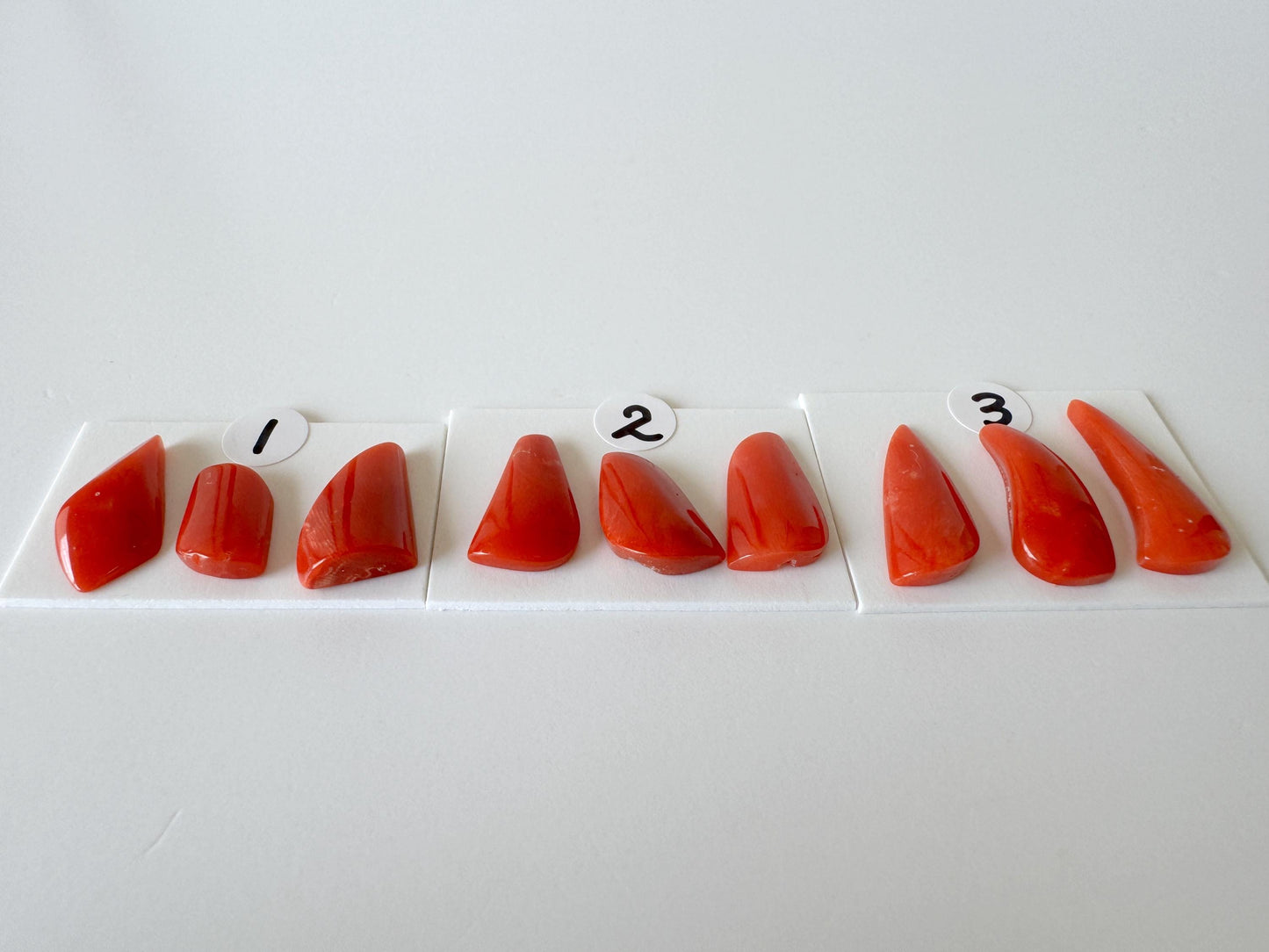 Red Coral Loose Gemstones Natural Set, Mediterranean Red Coral Pieces (3pcs, Undrilled, Organic Shapes for Jewelry)