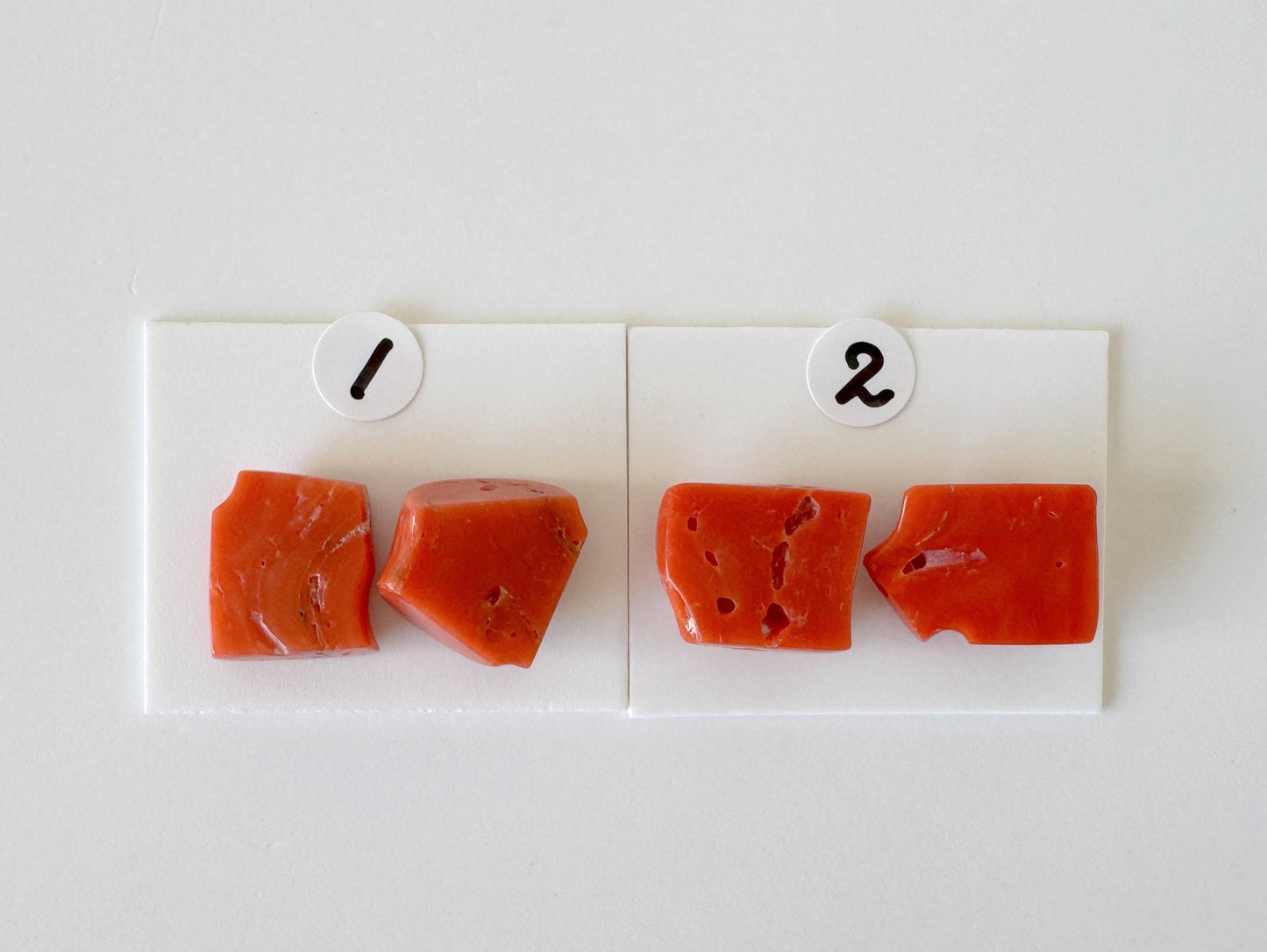 Mediterranean Coral Loose Gemstone: Natural Red-Orange Tones - Untreated, Top-hole, Jewelry Making Supplies, Per Pair