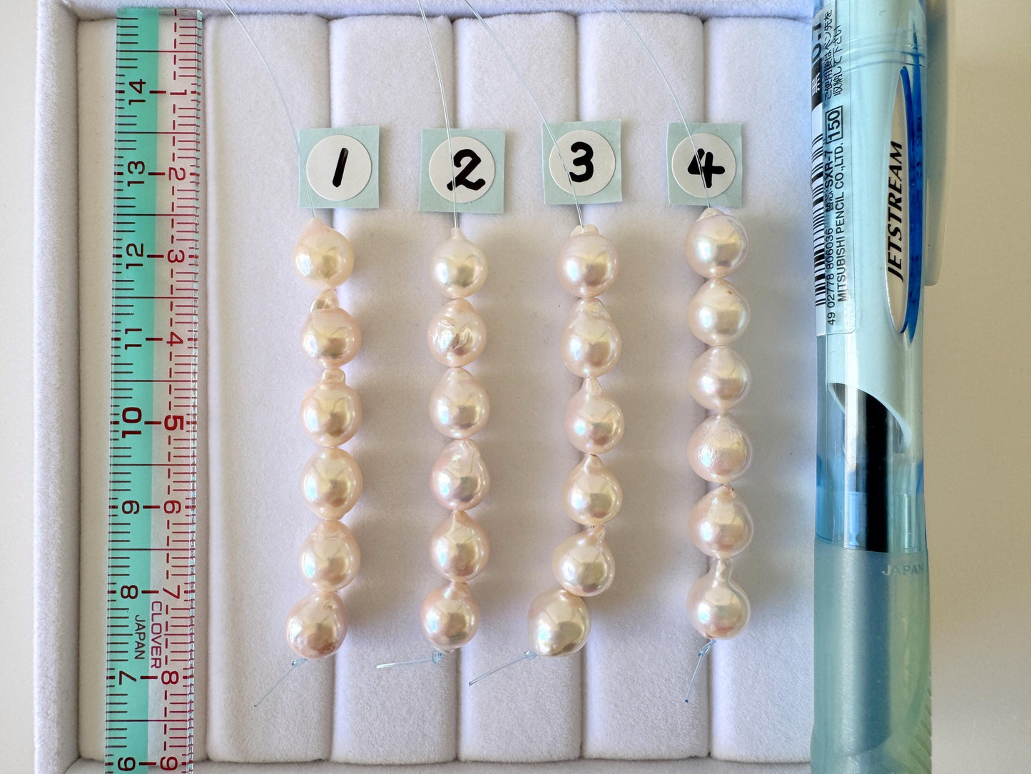 Japanese Akoya Pearl Beads: Baroque Cultured Saltwater Pearls, 7-7.5mm Mini Strand of 6 Pieces (White Pink Overtone, Craft Supplies)