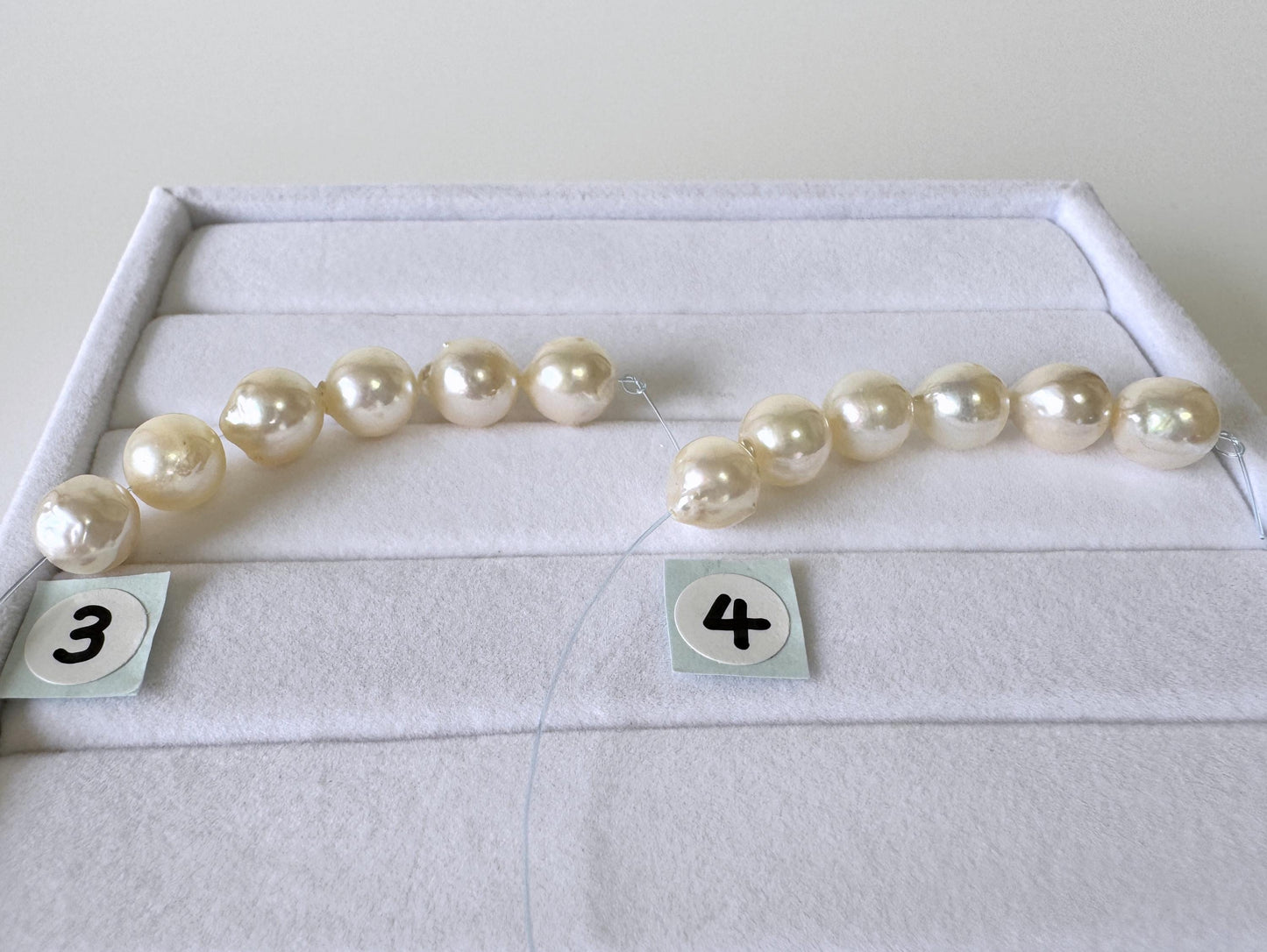Japanese Akoya Pearl Beads: Cream White Semi-Round/Semi-baroque, 7-7.5mm, Short Strand | Cultured Saltwater, Genuine Gems, 6 Pieces