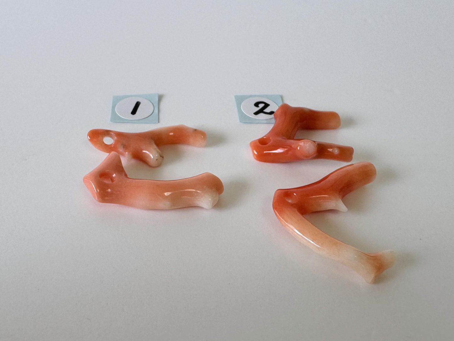 Momo Coral Branch - Natural Orange Coral - Genuine Precious Set of 2 Pieces, Drilled Holes, Jewelry Supplies, Craft Gemstones