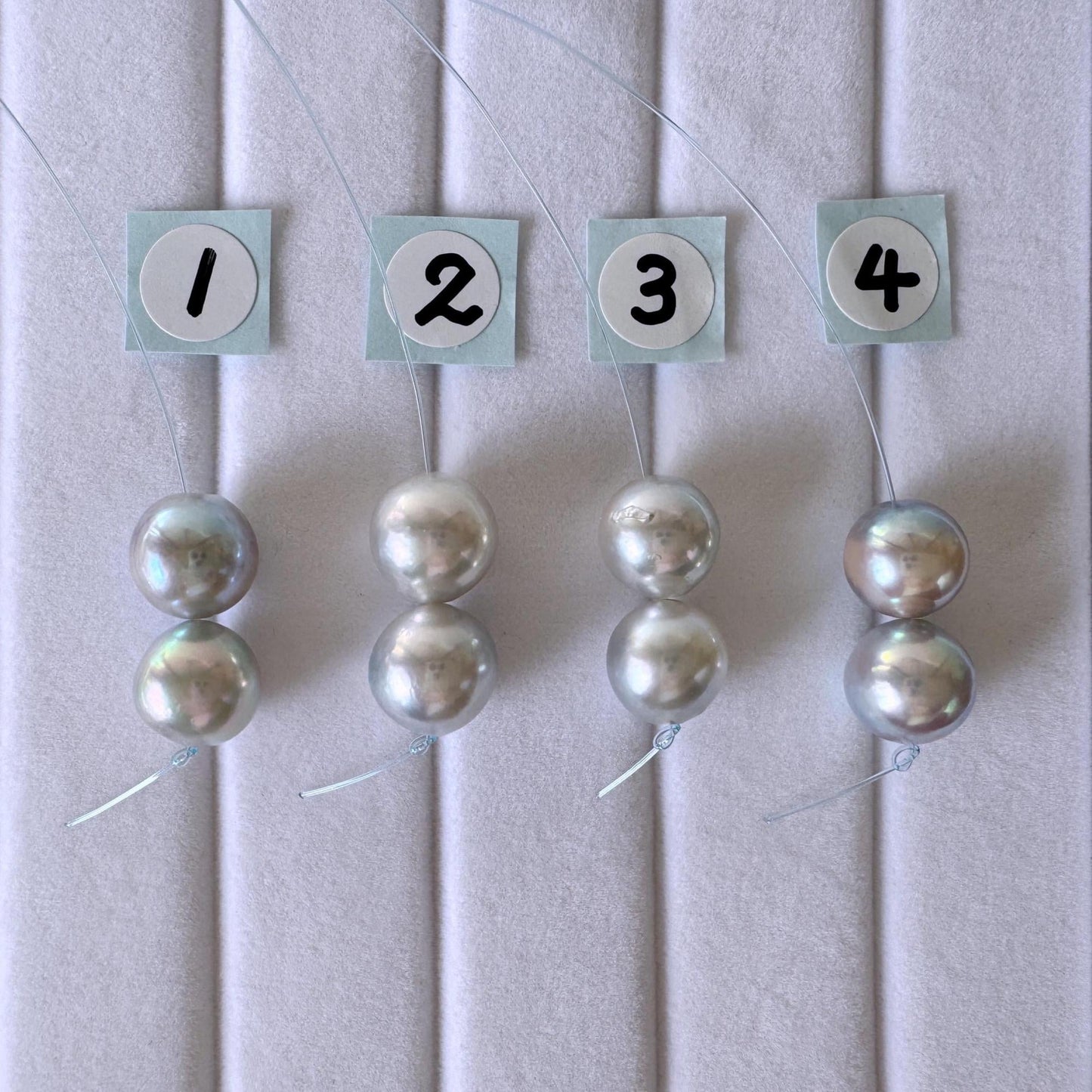 Japanese Akoya Pearl Beads - Natural Blue Silver Color, 8-8.5mm Cultured Saltwater Pearls, Mini Strand, Jewelry Supplies, 2 Pcs