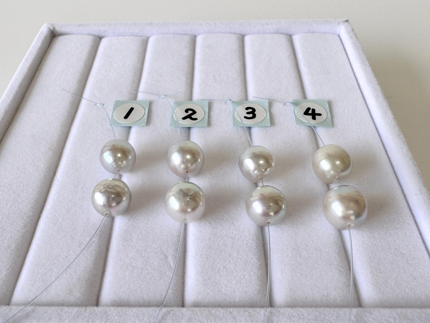 Japanese Blue/Silver (Natural color) Akoya Pearl Beads, 8-8.5mm, Mini Strand, 2 Pieces, Short Strand, Salt water pearl, Genuine Akoya Pearl