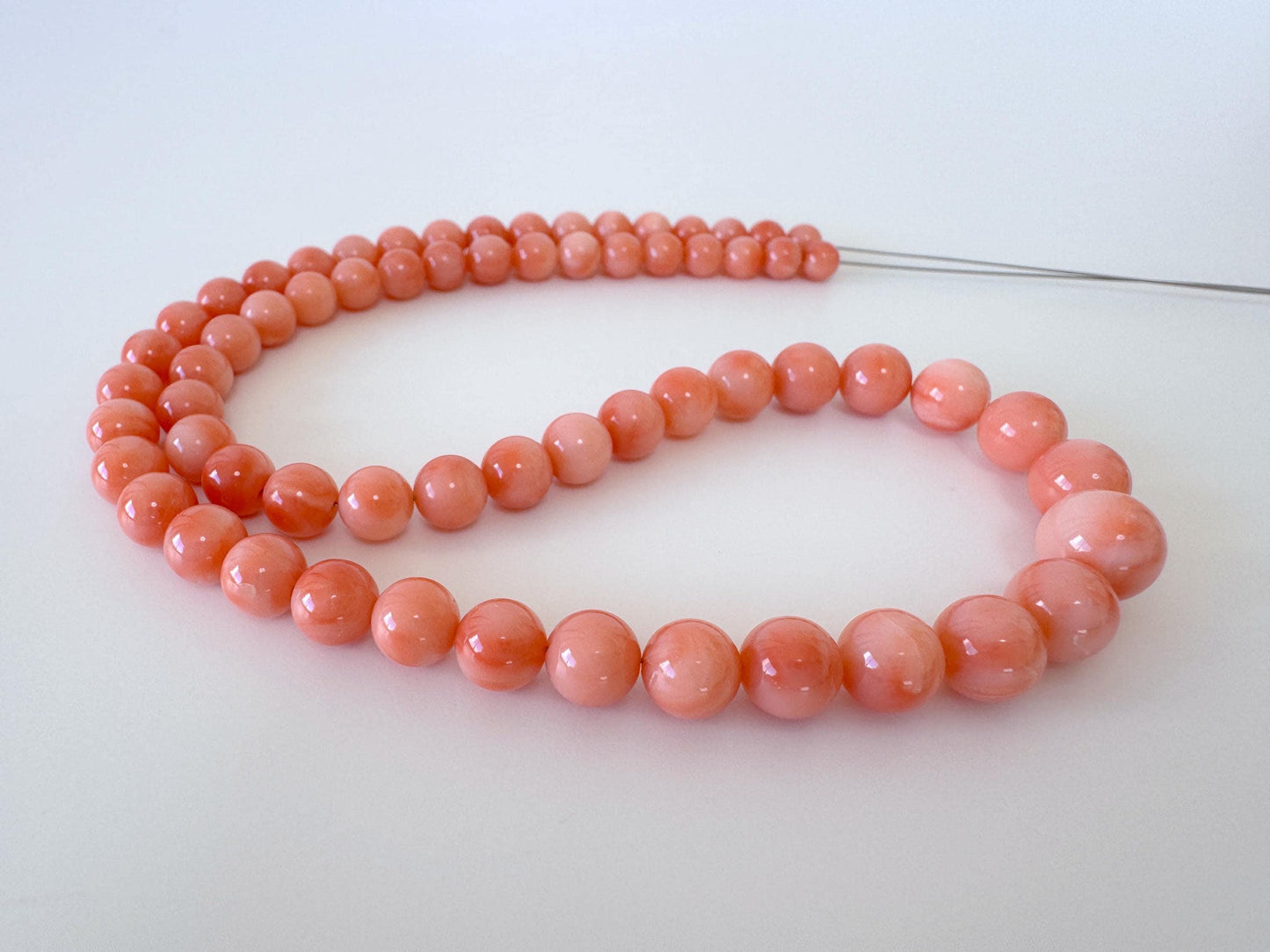 Natural Coral Beads - Deep Sea Coral Round Strand 4.9-9.3mm | Pink Orange Gradation 15.7in Jewelry Making