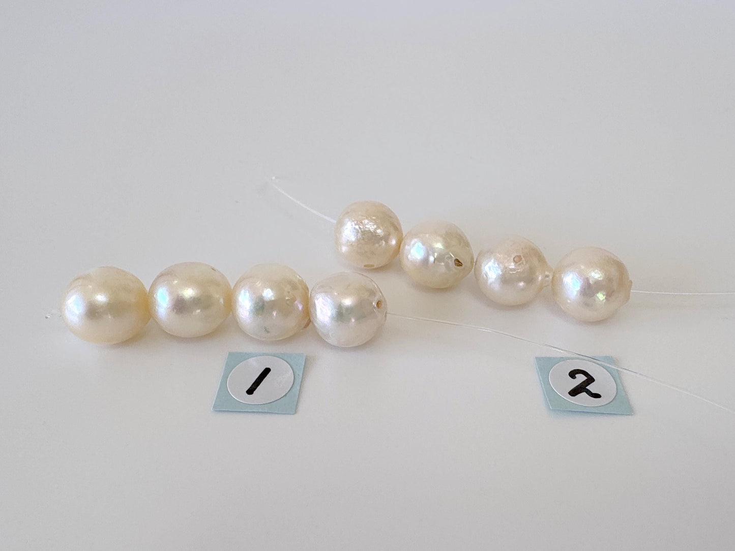 Japanese Cream White Akoya Pearl Beads, 9.5-9.9mm, Mini Strand, Short Strand, 4 Pieces, Genuine Akoya Pearl, Cultured in Sea Water