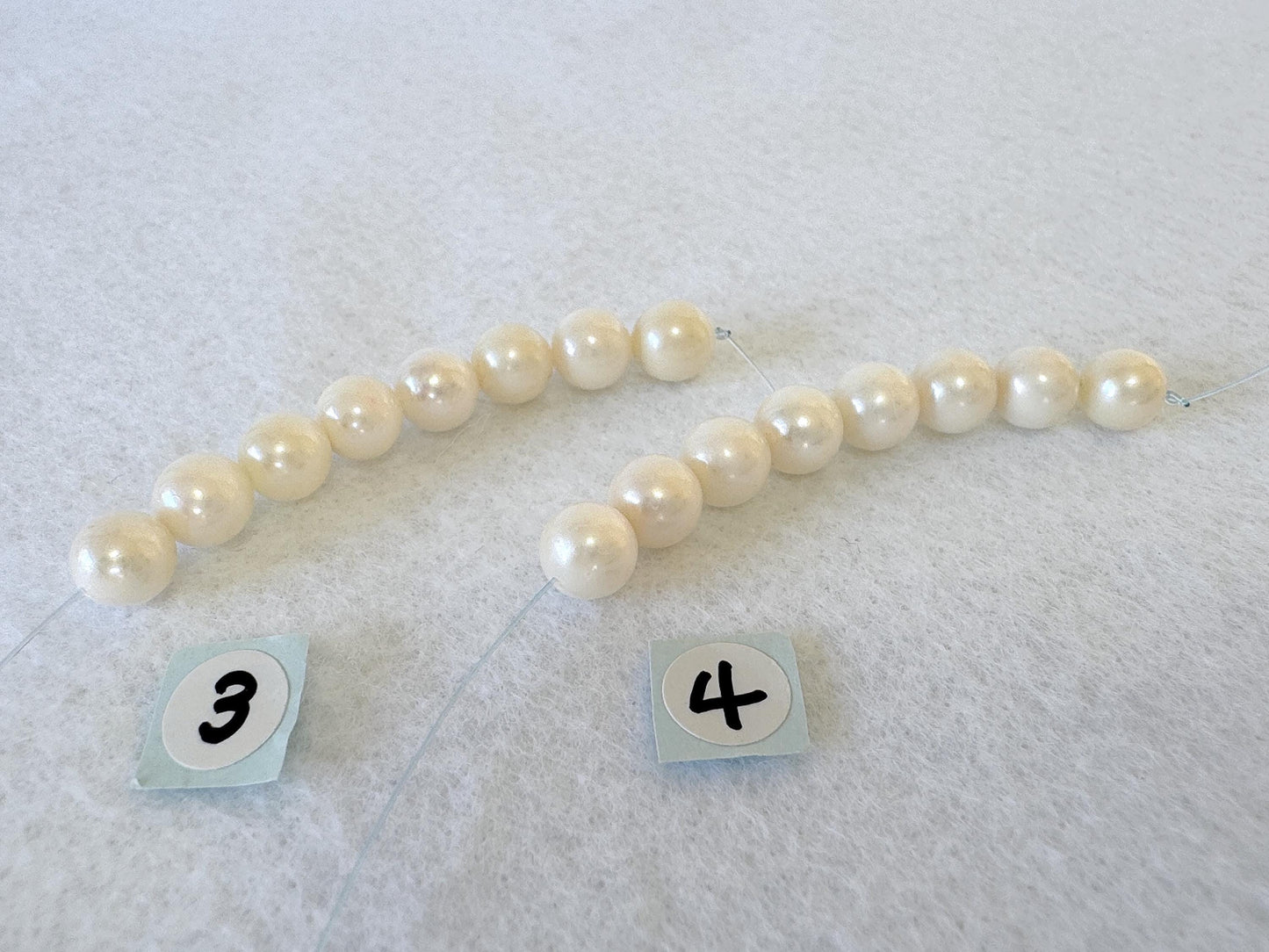 Japanese White/Off-white  Akoya Pearl Beads, 6.5-7mm, Mini Strand, Short Strand, 8 Pieces, Genuine Akoya Pearl, Cultured in Sea Water