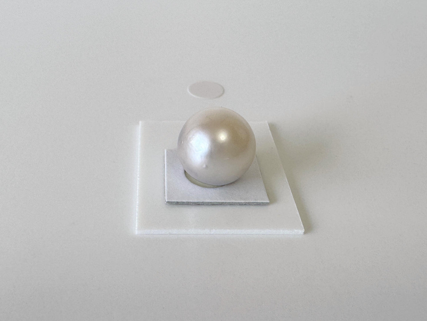 South sea pearl 12.4mm, Natural White/Slightly light blue Color, Half-Drilled Round/Slightly loose, unused vintage, Salt water pearl